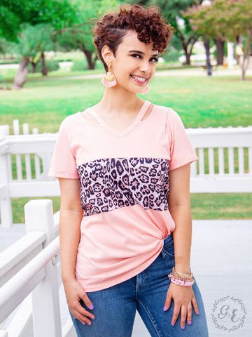 Peach and Leopard party animal top