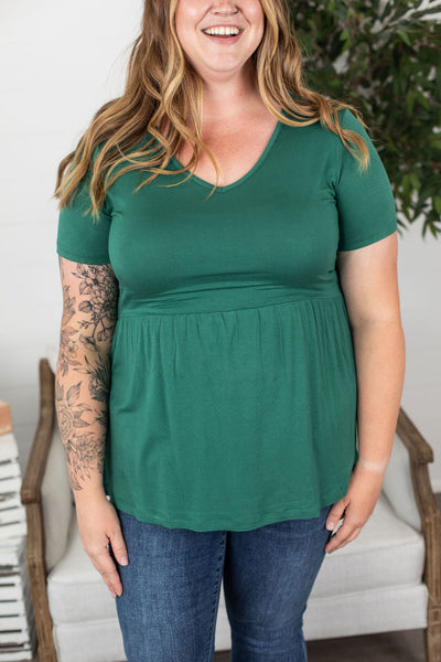 IN STOCK Sarah Ruffle Top - Forest Green FINAL SALE