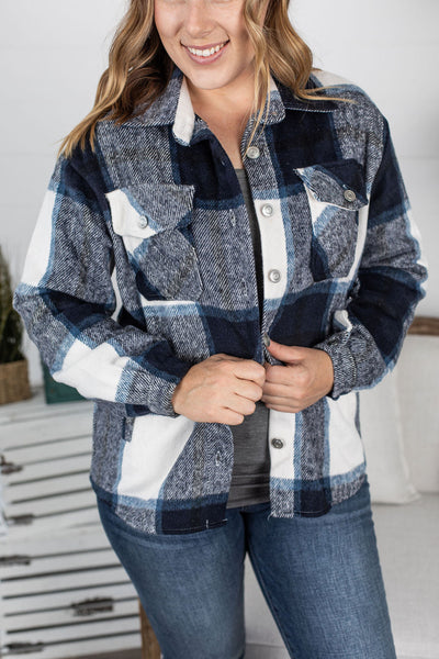 IN STOCK Holly Plaid Shacket - Navy Plaid FINAL SALE