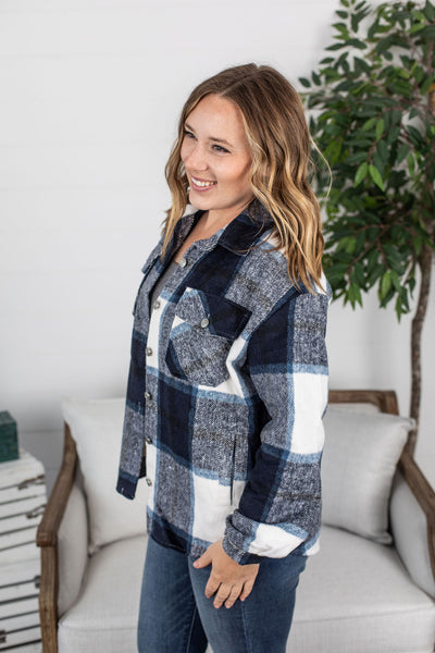 IN STOCK Holly Plaid Shacket - Navy Plaid FINAL SALE