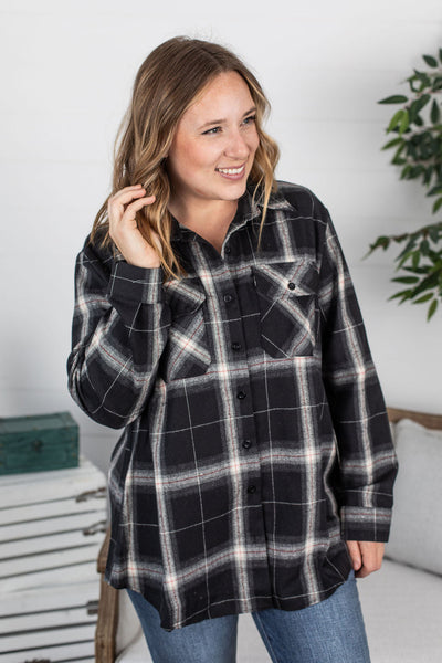 Plaid Flannel - Black  IN STORE