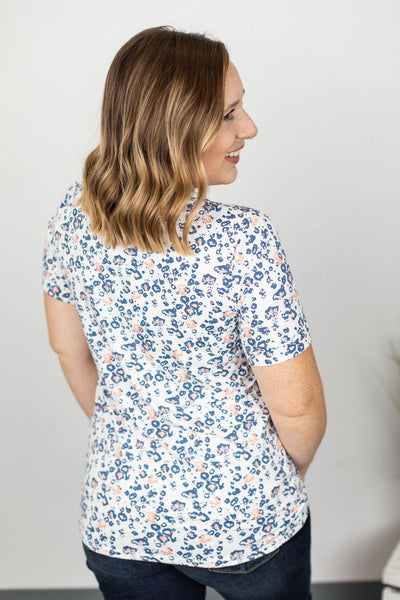 IN STOCK Sophie Classic Pocket Tee - Blue Ditsy Floral FINAL SALE