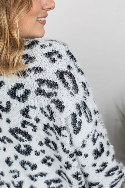 IN STOCK Cozy Leopard Sweater - Grey FINAL SALE