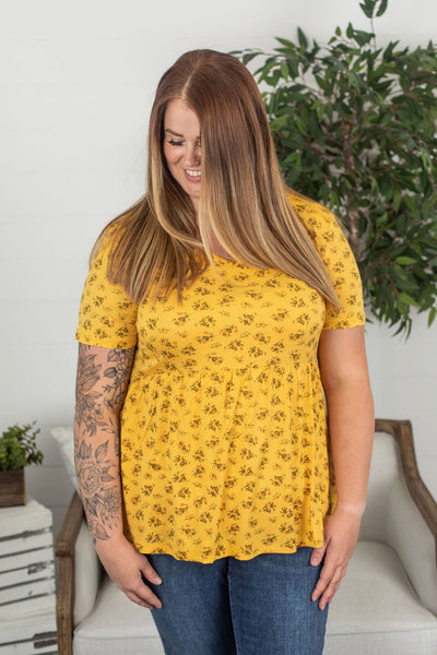 IN STOCK Sarah Ruffle Top - Yellow Floral FINAL SALE