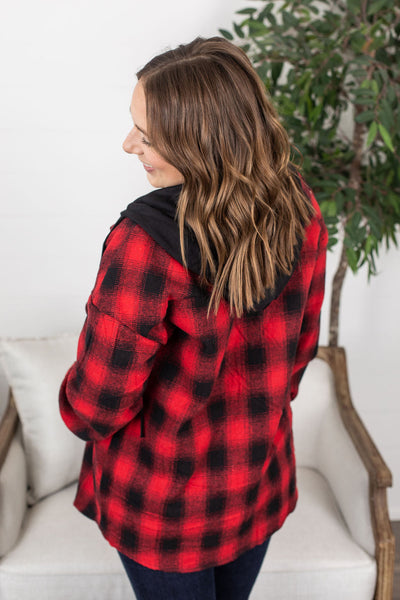 IN STOCK Red Plaid Hooded Jacket FINAL SALE