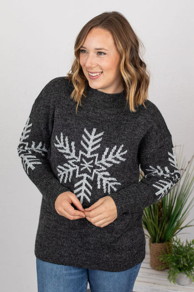 IN STOCK Winter Sweater - Charcoal Snowflake FINAL SALE