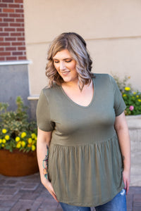 IN STOCK Sarah Ruffle Top - Olive FINAL SALE