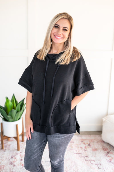 OUTLET - As You Were Black Cowl Neck Top - Medium