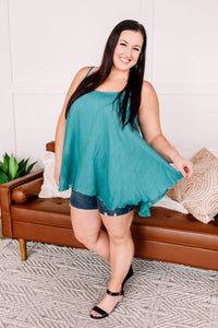 OUTLET Remember Every Detail Sleeveless Top In Teal Blue
