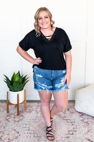 OUTLET - The Eyes Have It Top In Black - Large