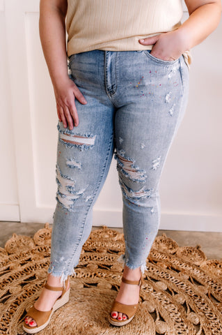 Be My Muse Paint Splatter Jeans by Judy Blue IN STORE
