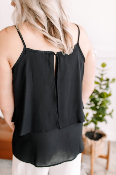 OUTLET  Lay Me Down Double Layer Flowy Tank In Jet Black