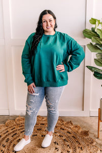 Fleece Sweatshirt In Cozy Emerald Green