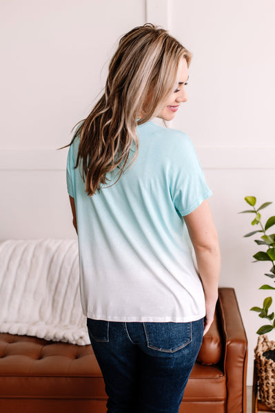 Fade Away Dip Dyed Tee In Aqua*