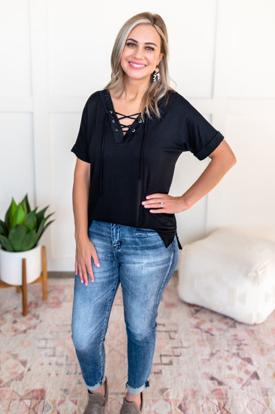 OUTLET - The Eyes Have It Top In Black - Large