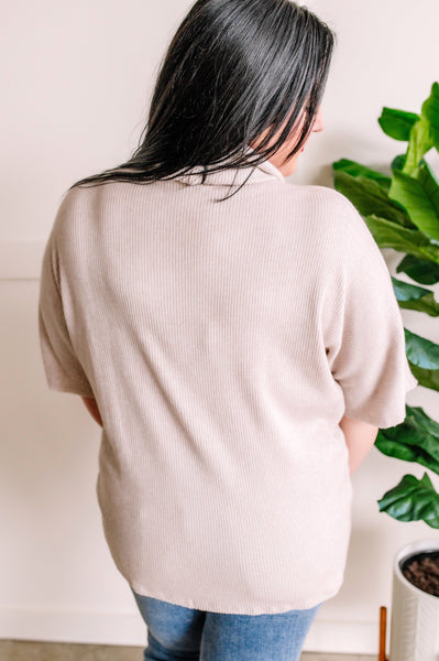 Cashmere Cowl Neck Top In Soft Oat