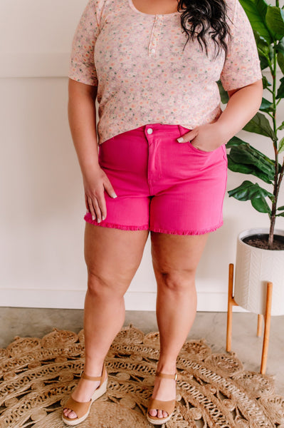 *Hot Pink Denim Shorts By Judy Blue