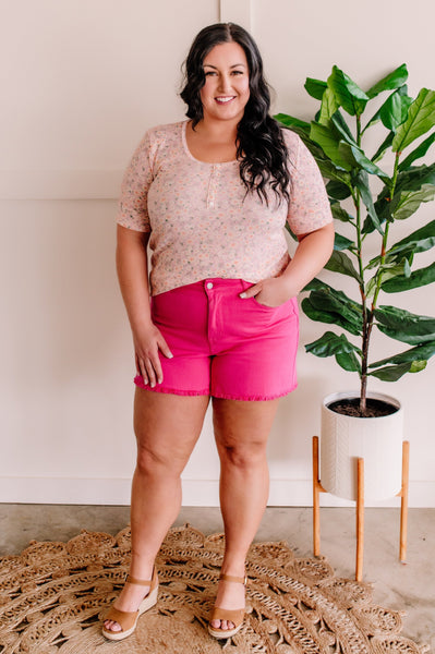 *Hot Pink Denim Shorts By Judy Blue