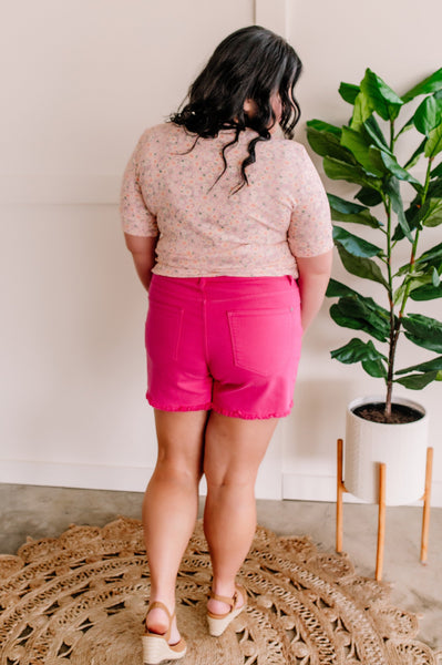 *Hot Pink Denim Shorts By Judy Blue