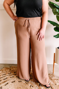 Pleated Wide Leg Pants In Cappuccino