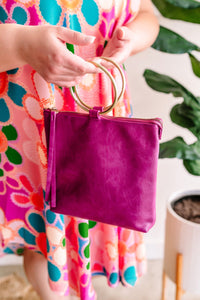 Joy Susan Gold Ring Convertible Handbag in Bright Orchid