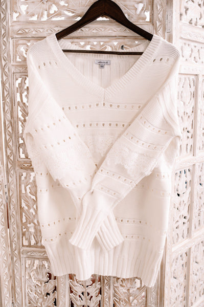 Aren't You Special Lace Detail Trimmed Sweater