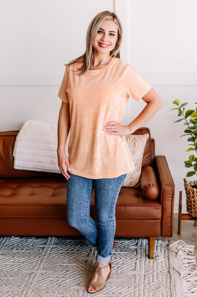 Just Wash Me Acid Wash Tee In Summer Peach*