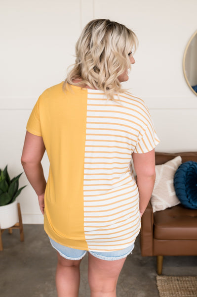 OUTLET - Walk The Fine Line Top In Mustard - Large