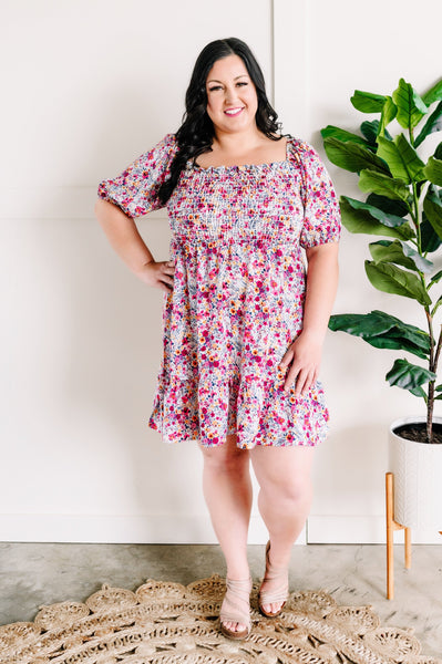 Smocked Floral Dress In Summer Bouquet