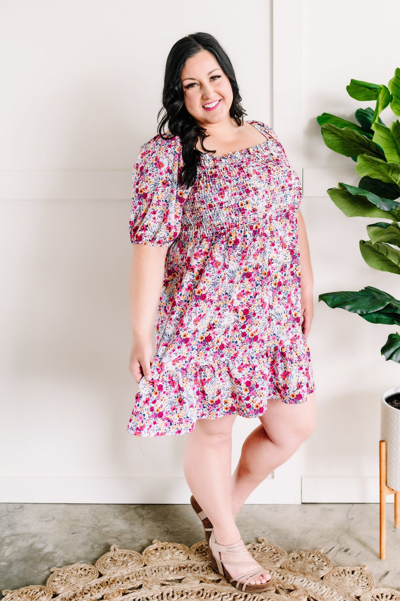 Smocked Floral Dress In Summer Bouquet