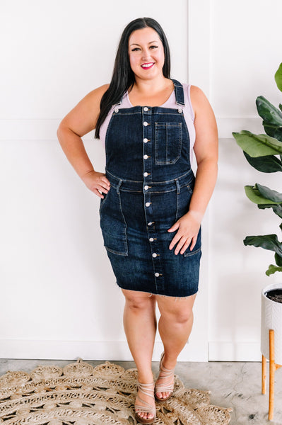 Dark Wash Overall Dress By Judy Blue Jeans