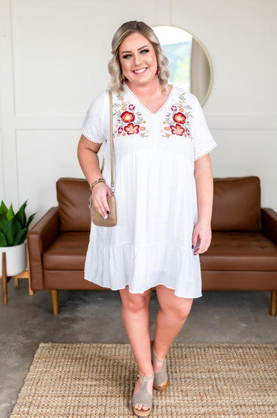 On The Primrose Path Embroidered Dress In Ivory