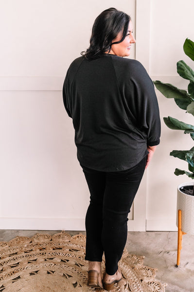 8.21 Dolman Sleeve Button Henley Top in Deep Montana Midnight 11.20