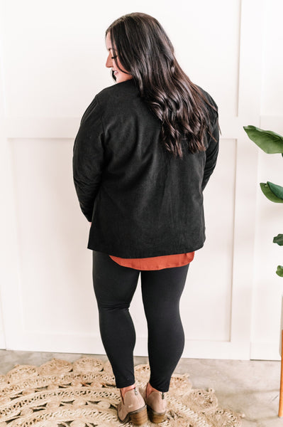 Tailored Corduroy Blazer In Classic Black