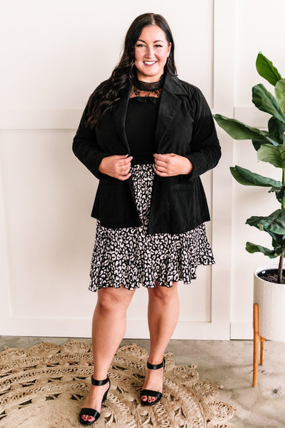 Tailored Corduroy Blazer In Classic Black