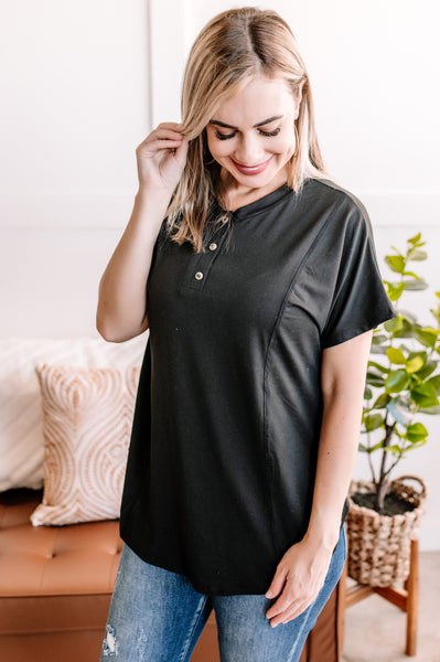 Decorate My World Button Top In Black Onyx