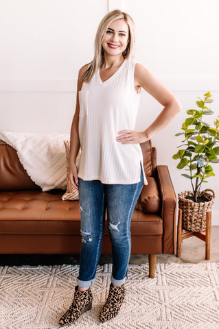 OUTLET  I'm Unstoppable Sleeveless Knit Top In Cream