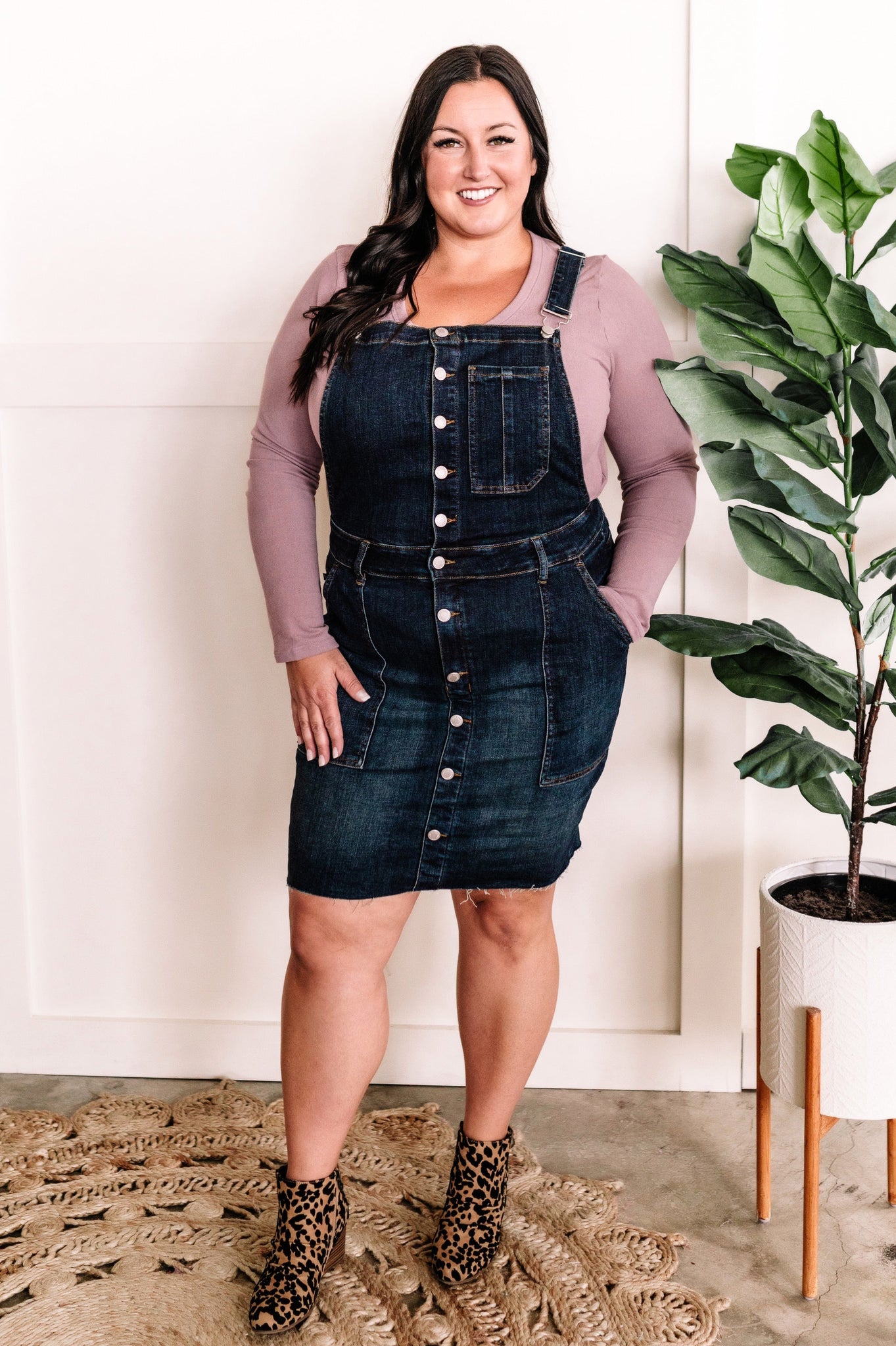Dark Wash Stretchy Overall Dress By Judy Blue Jeans