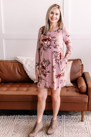OUTLET  Get A Bloom Floral Dress In Dusty Mauve