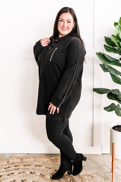 Sweatshirt Tunic In Costal Black