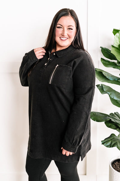 Sweatshirt Tunic In Costal Black