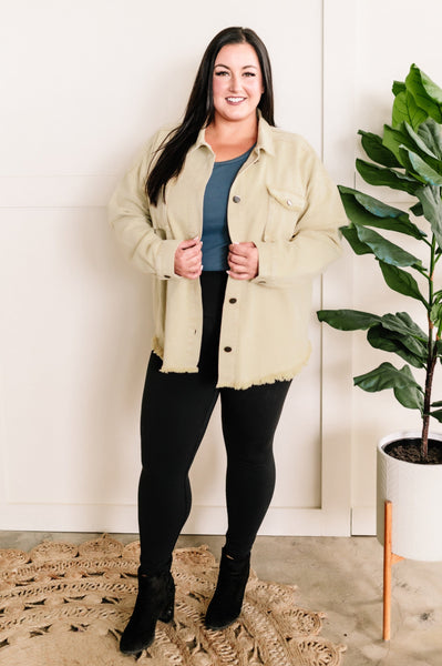 Mineral Wash Button Down Denim Jacket In Fall Pear