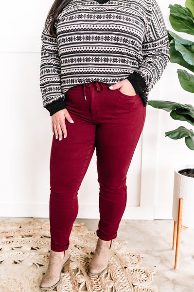 Scarlet Denim Cuffed Joggers By Judy Blue Jeans*