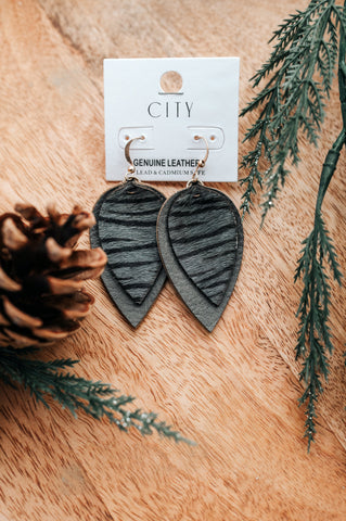 12.22 Genuine Leather Earrings With Hairon Detail