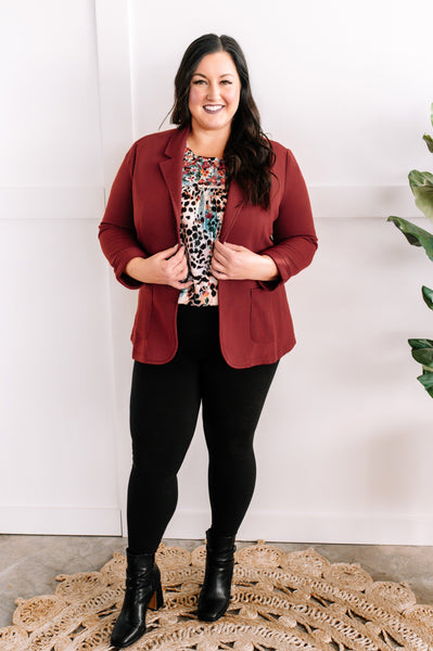 12.22 Textured Blazer With Pockets In Lingonberry