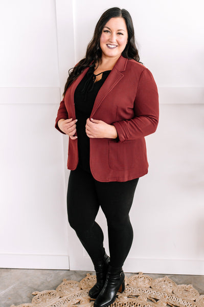 12.22 Textured Blazer With Pockets In Lingonberry
