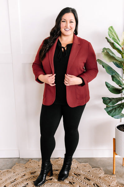 12.22 Textured Blazer With Pockets In Lingonberry