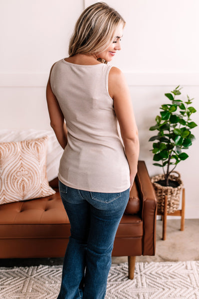 OUTLET Made It To First Sleeveless Top In Natural Oatmeal