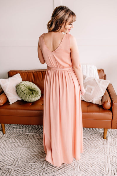 OUTLET  Surplice It To Say Apricot Maxi Dress