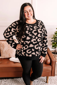 OUTLET Wild Night Animal Print Sweater In Winter Storm